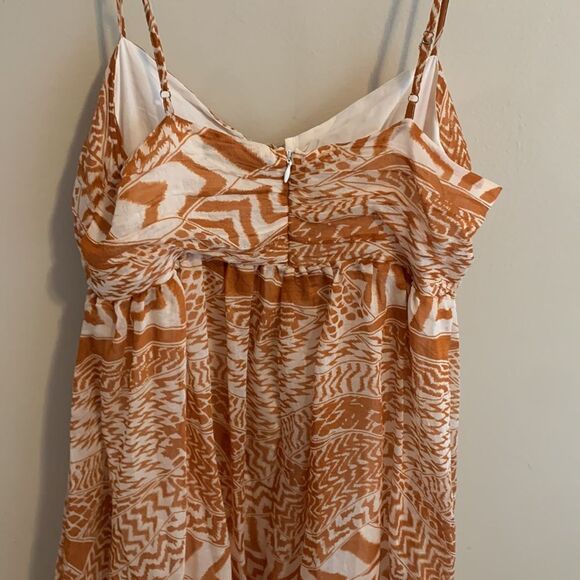 Lulus size medium Rust Orange and White Geo Print Midi Dress - Picture 6 of 7